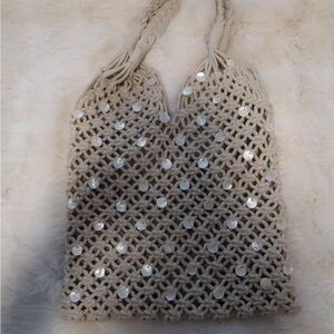 J. Crew Cream Crochet Shoulder Bag
